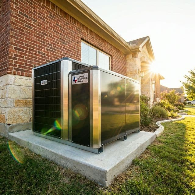Residential HVAC equipment beside a Waco-area home.